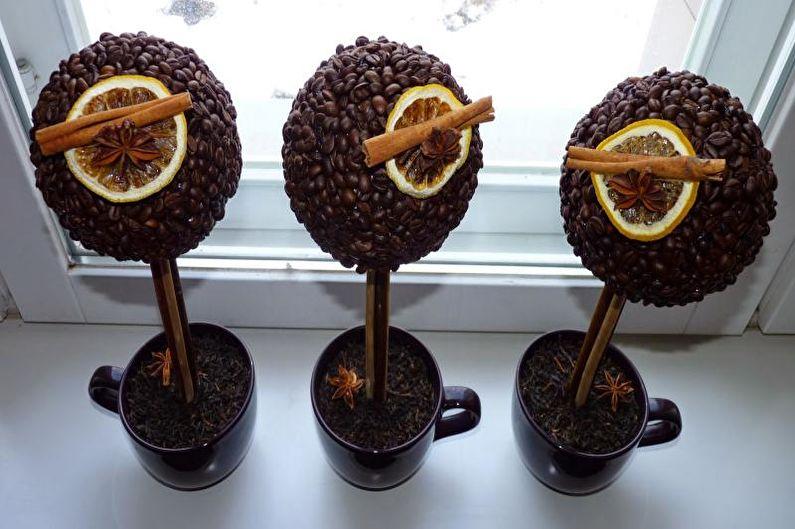 Идеи для топиария из кофе - Фруктовое деревце