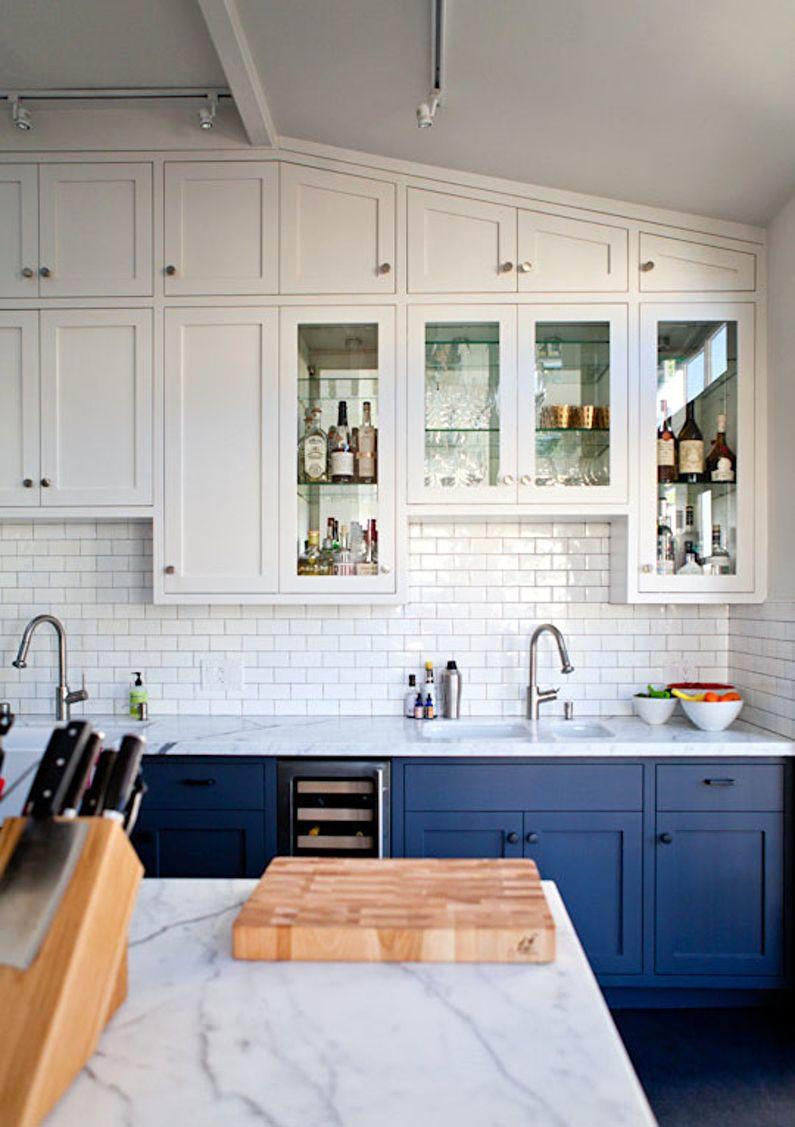 Синяя кухня в скандинавском стиле - дизайн интерьера
