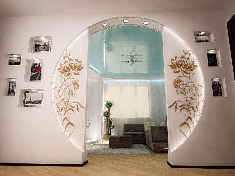 Круглые арки из гипсокартона - дизайн, фото в интерьере