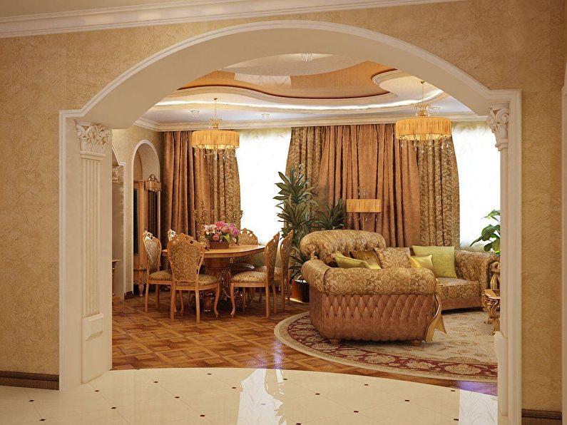 Арка из гипсокартона в гостиной - классический стиль, дизайн