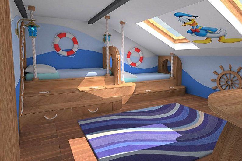 Дизайн интерьера спальни на мансарде - фото