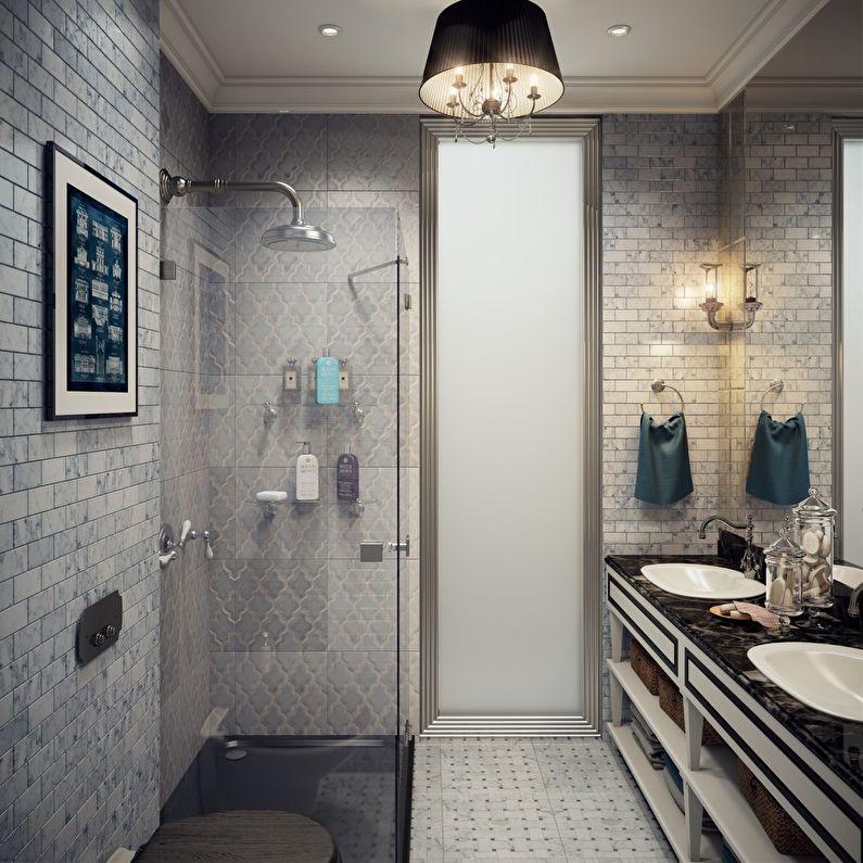 Дизайн ванной комнаты 3 кв.м. в серых тонах - фото
