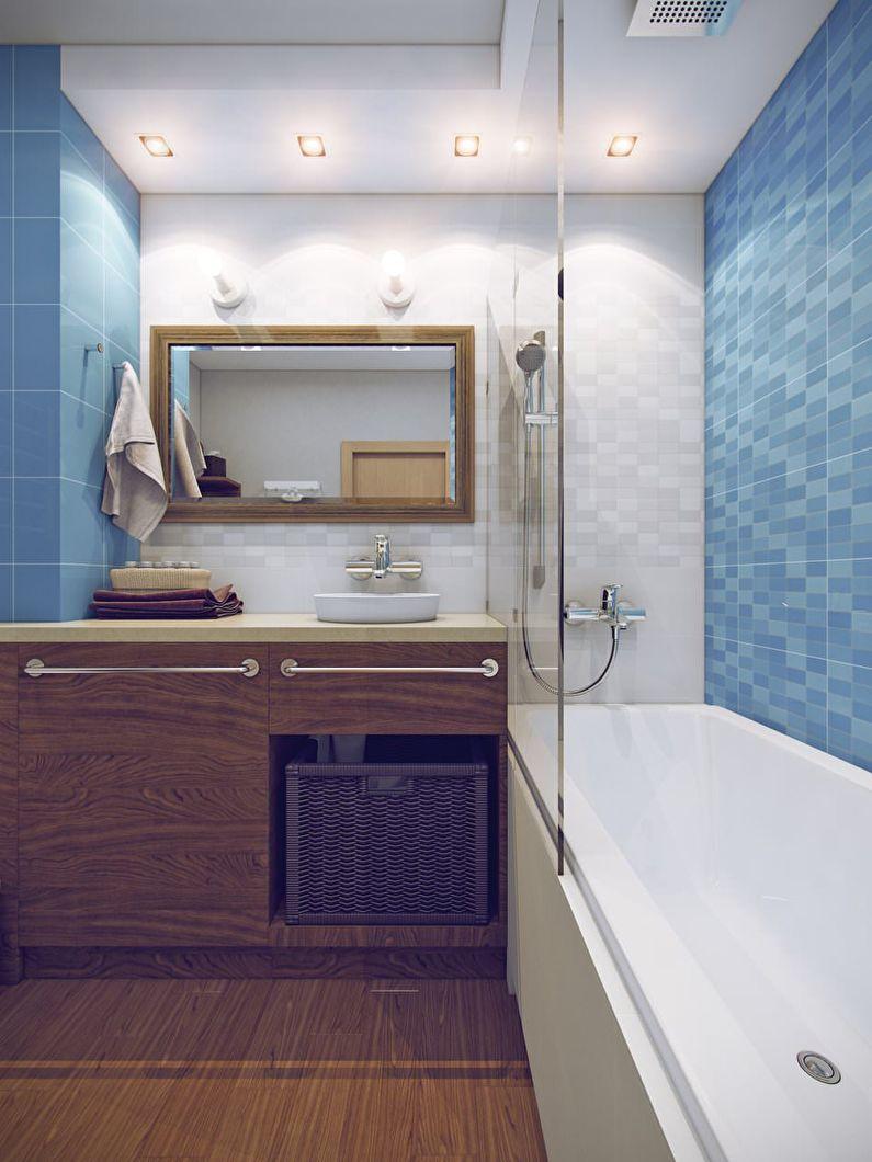 Дизайн ванной комнаты 3 кв.м. в синих тонах - фото