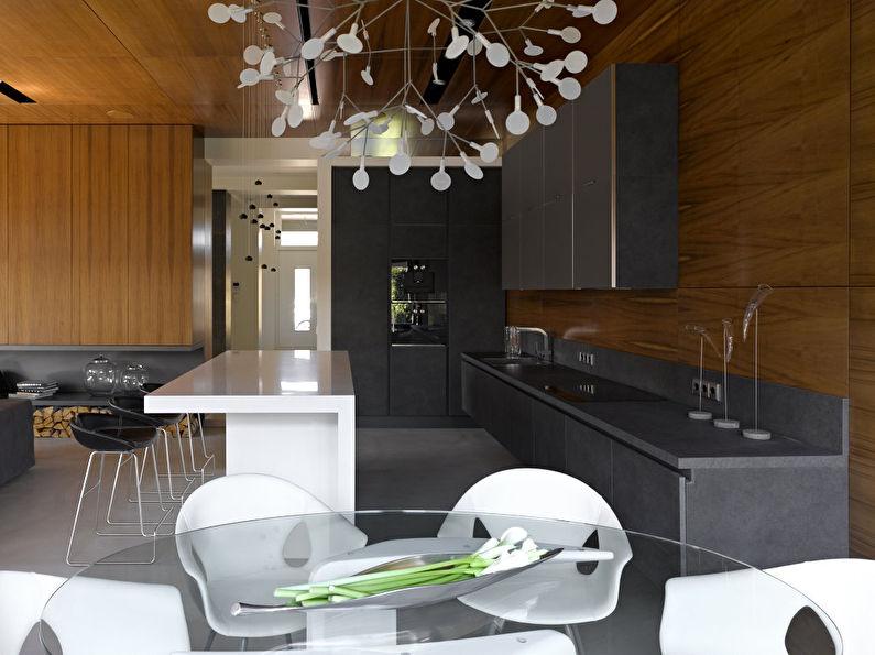 Дизайн просторной кухни в стиле минимализм - фото