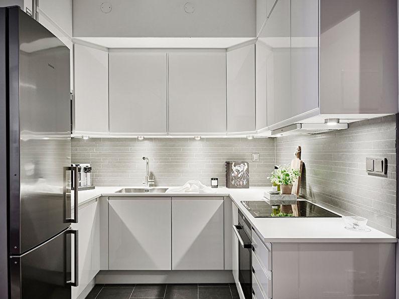 Дизайн угловой кухни в стиле минимализм - фото