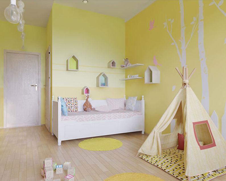 Маленькая детская комната в желтых тонах