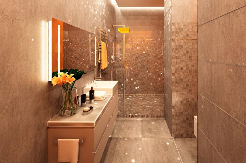 Дизайн узкой ванной комнаты - Отделка стен