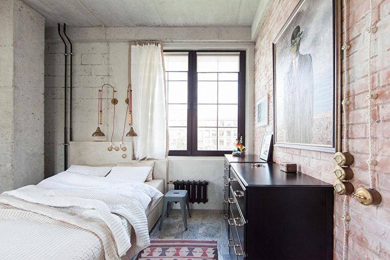 Белая спальня в стиле лофт - Дизайн интерьера