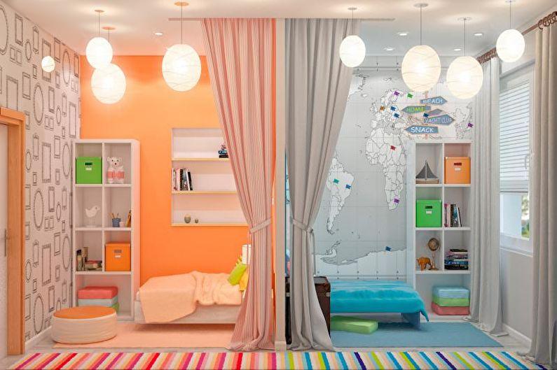 Сочетания цветов в интерьере детской комнаты - Зонирование детской