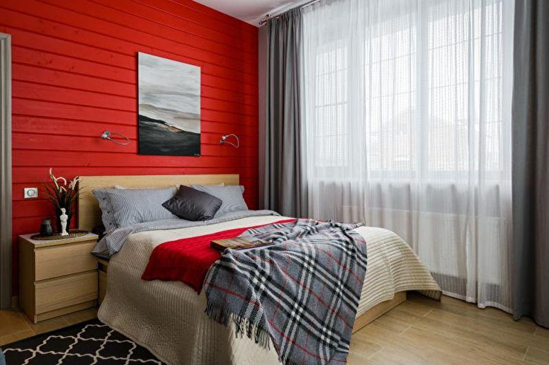 Красная спальня - Дизайн интерьера 2022