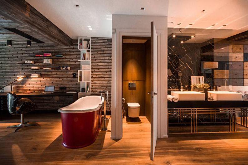 Красная ванная комната - Дизайн интерьера 2018