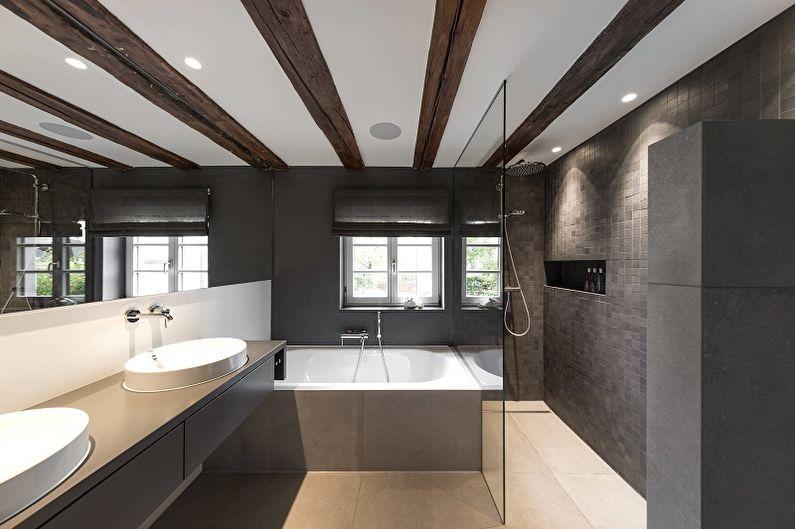 Дизайн ванной комнаты 2018 - Отделка потолка