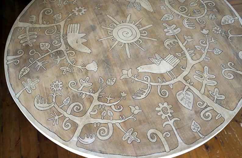 Художественная роспись - Декор старого стола своими руками