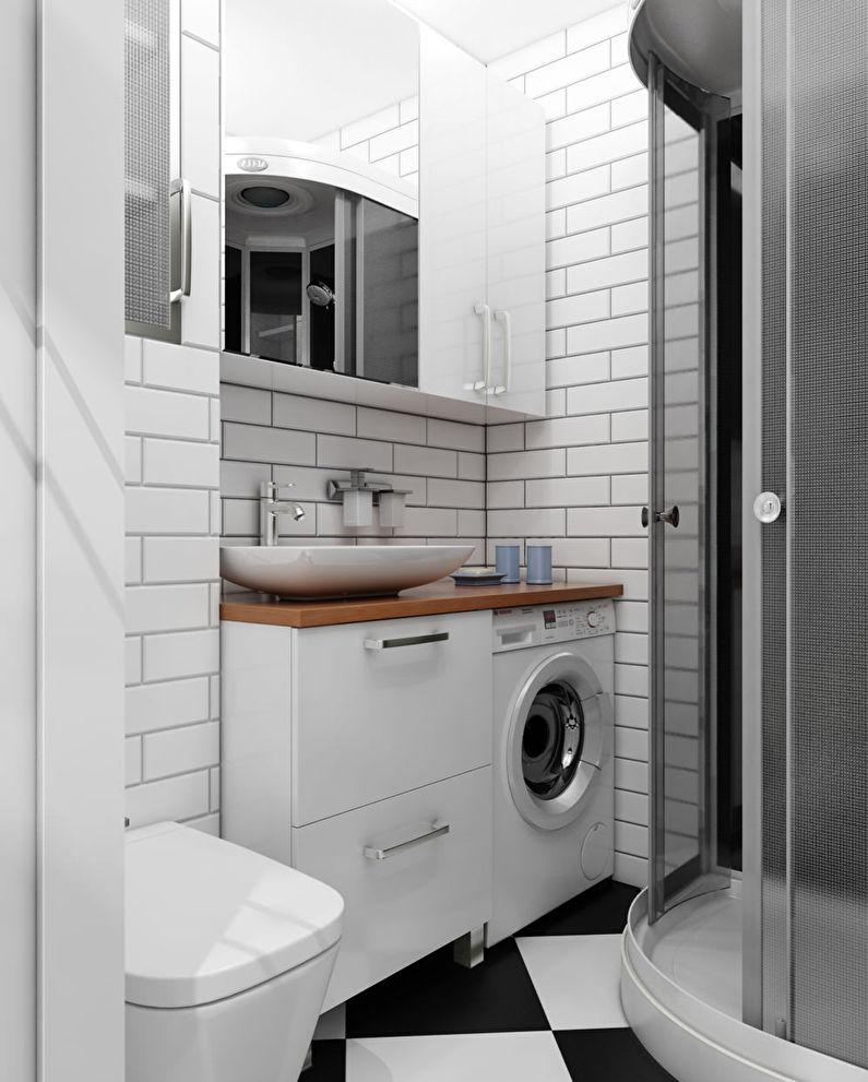 Дизайн маленькой ванной комнаты в белом цвете
