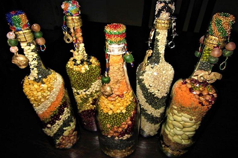 Декор бутылок своими руками - Декор крупами
