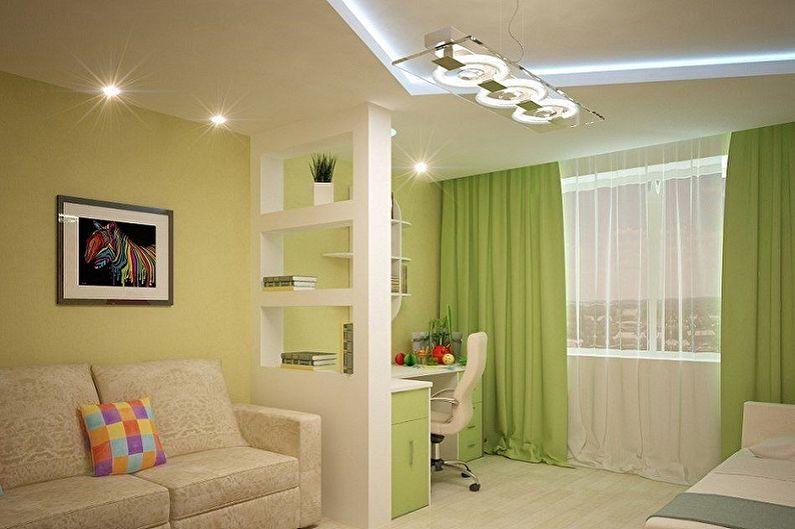 Дизайн спальни и детской в одной комнате - Отделка потолка