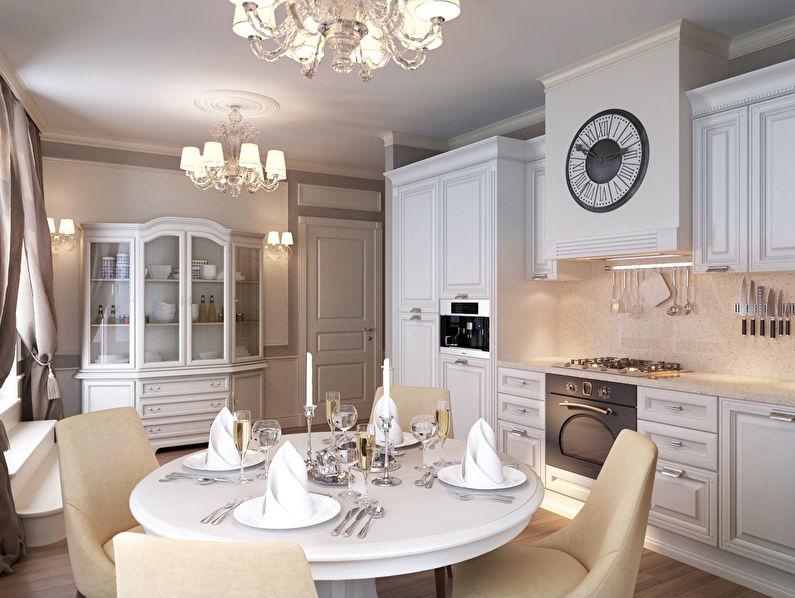 Белая кухня в классическом стиле - дизайн интерьера