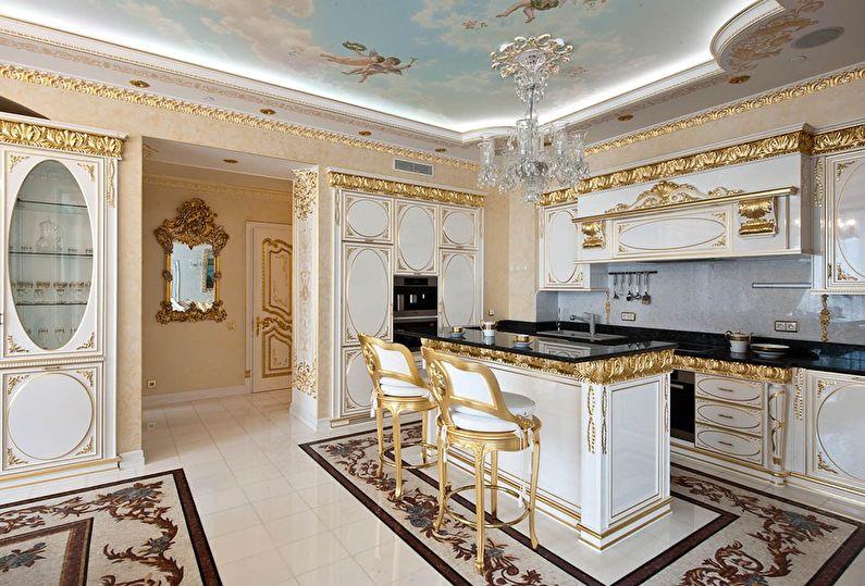 Кухня золотого цвета в классическом стиле - дизайн интерьера