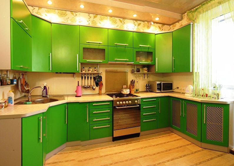 Сочетание цветов в интерьере кухни - зеленый с бежевым