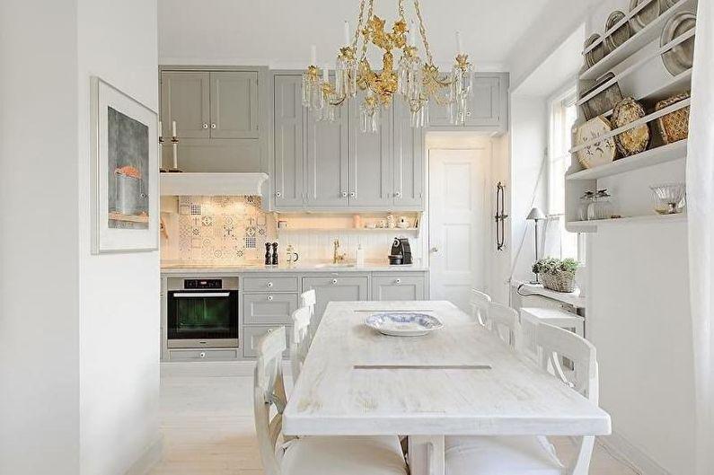Белая кухня-столовая - Дизайн интерьера