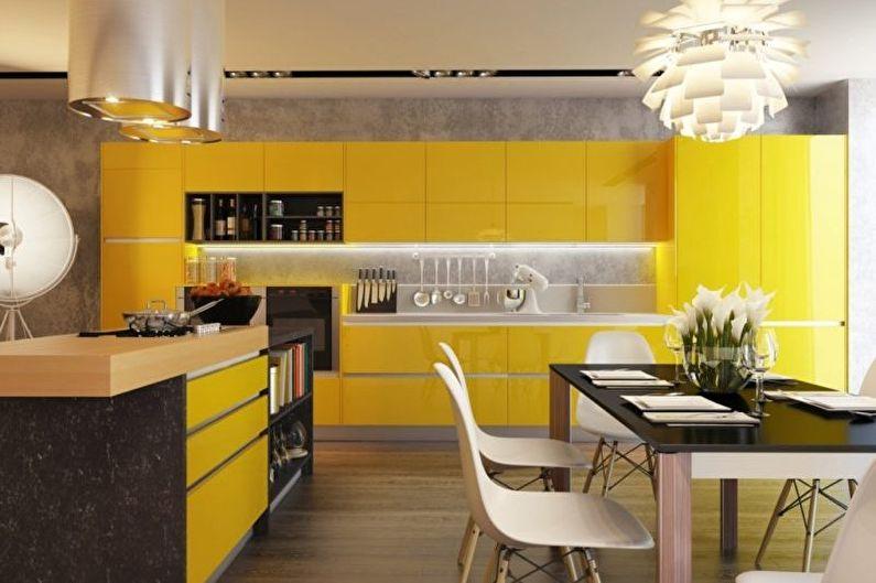 Лимонная кухня-столовая - Дизайн интерьера
