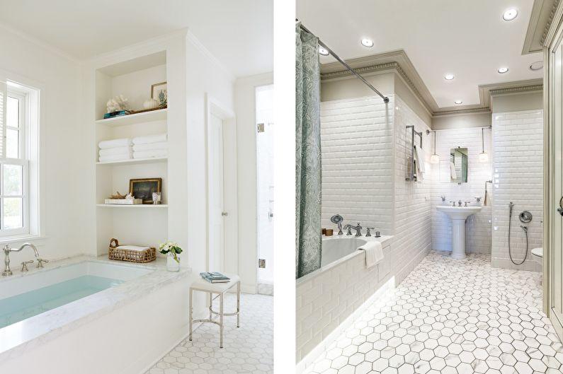 Белая ванная в классическом стиле - Дизайн интерьера