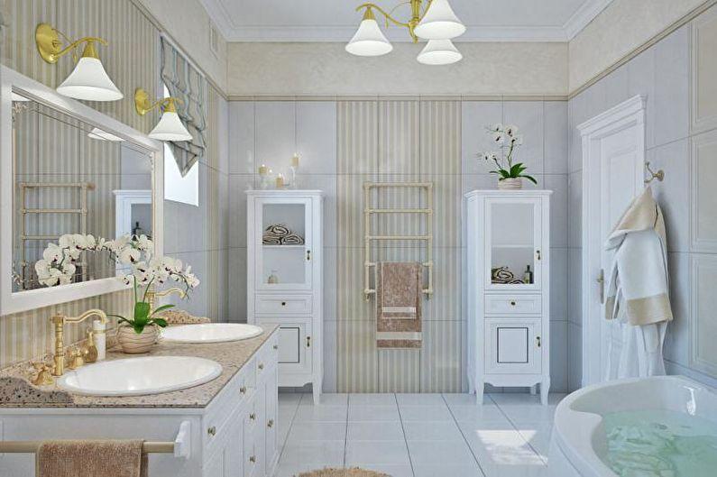 Белая ванная в стиле прованс - Дизайн интерьера
