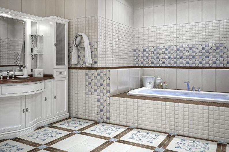 Дизайн белой ванной комнаты - Отделка пола
