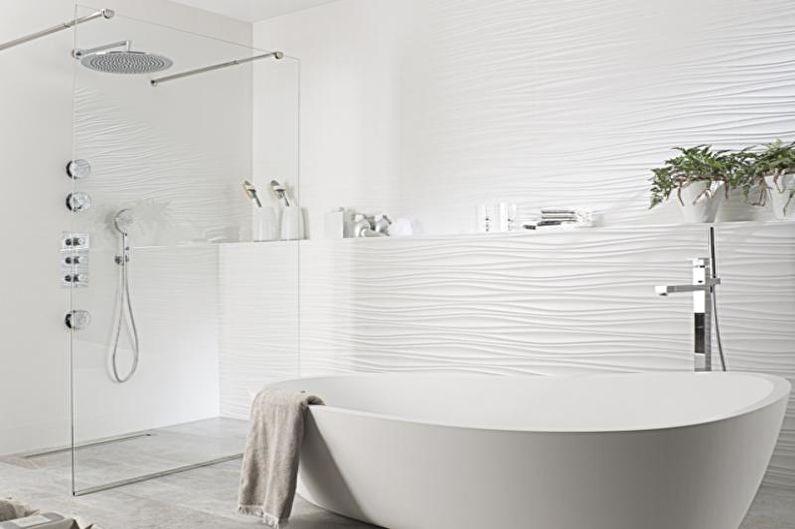 Дизайн интерьера белой ванной комнаты - фото