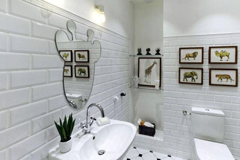 Кирпичная стена в интерьере ванной комнаты - фото