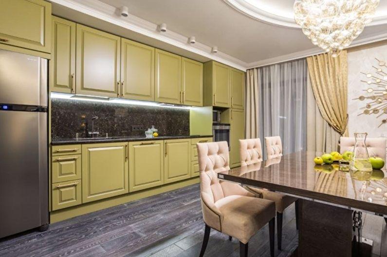 Оливковая кухня в классическом стиле - Дизайн интерьера
