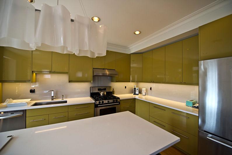 Оливковая кухня в современном стиле - Дизайн интерьера