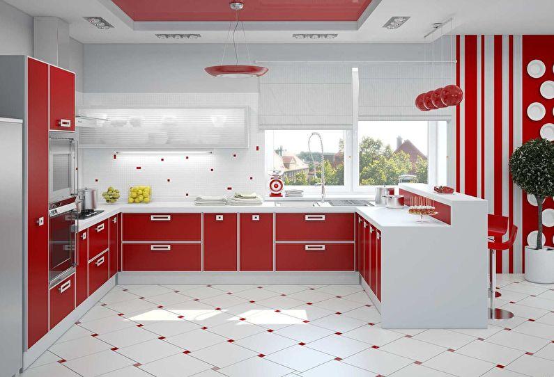 Красная кухня в стиле модерн - дизайн интерьера