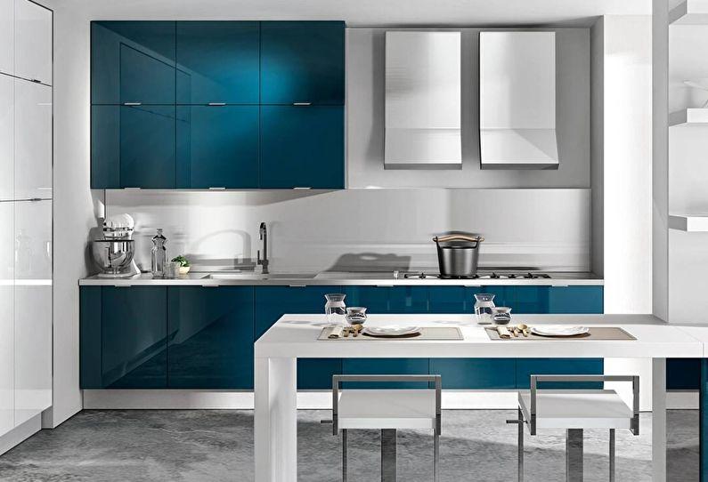 Синяя кухня в стиле модерн - дизайн интерьера