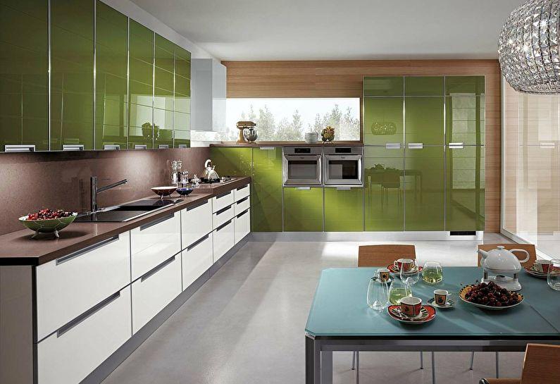 Зеленая кухня в стиле модерн - дизайн интерьера
