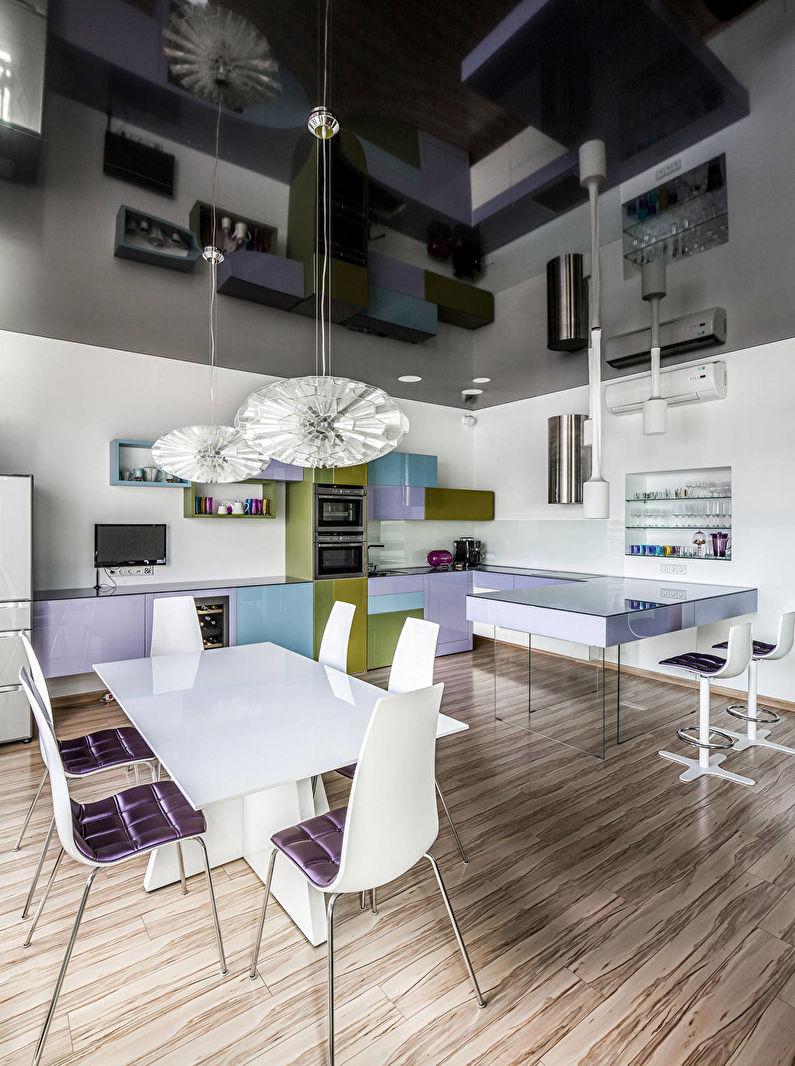 Кухня в стиле модерн - дизайн потолка