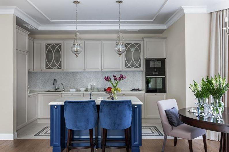 Синяя кухня в классическом стиле - Дизайн интерьера