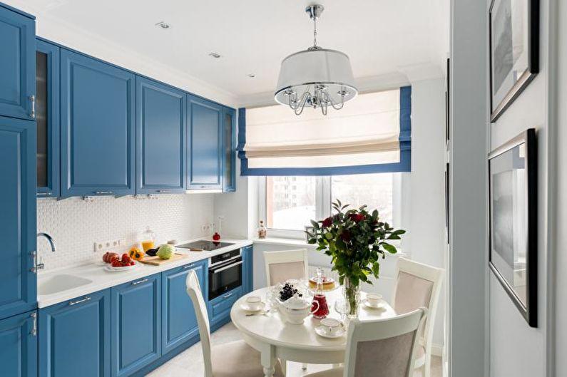 Дизайн кухни в синих цветах - Отделка потолка