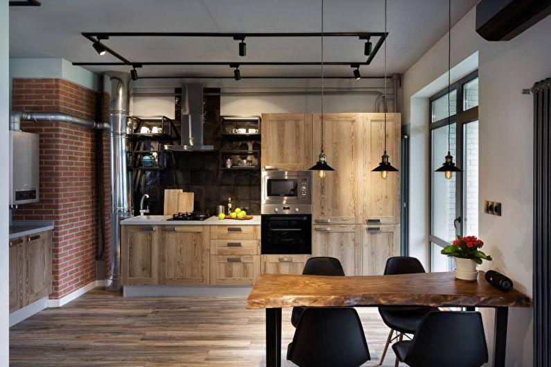 Черно-белая кухня в стиле лофт - Дизайн интерьера