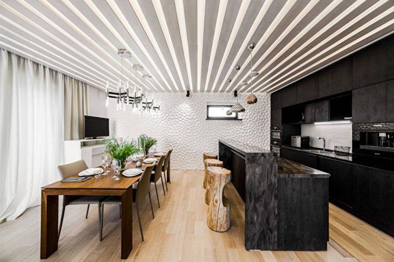 Дизайн черно-белой кухни - Отделка стен