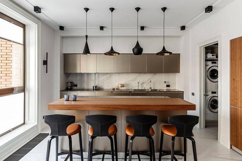 Дизайн черно-белой кухни - Отделка потолка