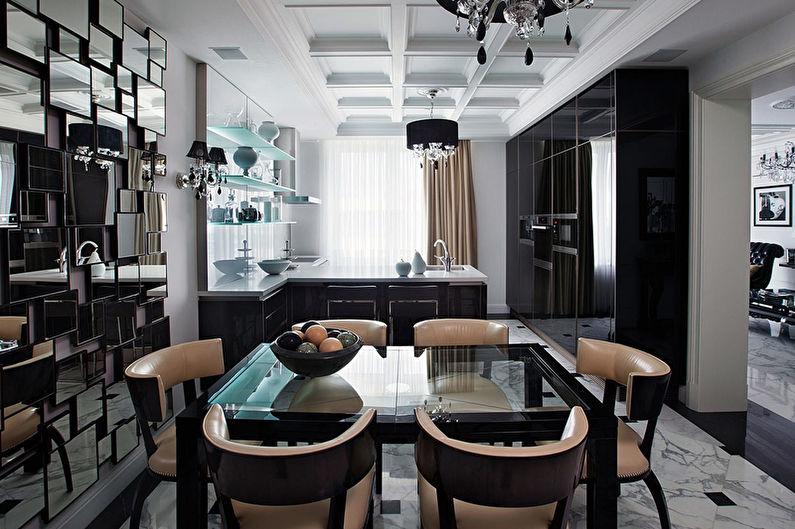 Черная кухня в стиле арт-деко - Дизайн интерьера