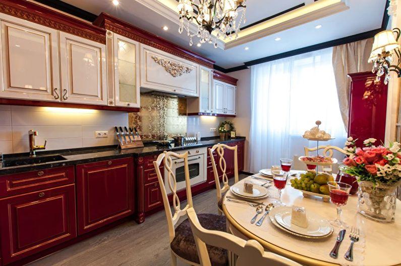 Красная кухня в викторианском стиле - Дизайн интерьера