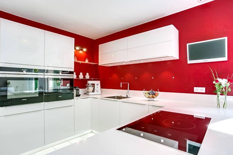 Дизайн красной кухни - Отделка стен