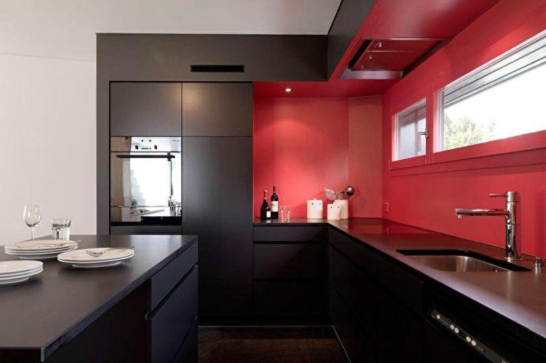 Дизайн интерьера кухни в красном цвете - фото