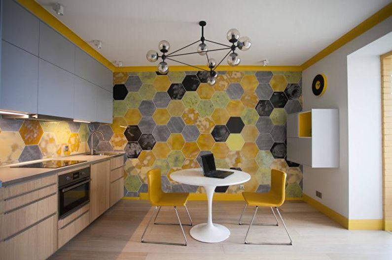 Дизайн кухни в желтых тонах - Отделка стен