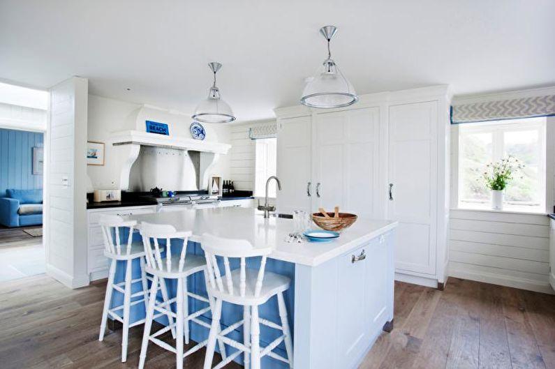 Белая кухня в морском стиле - Дизайн интерьера