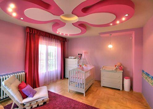 Потолок из гипсокартона в детской (65 фото)