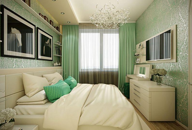 Зеленая спальня в хрущевке - дизайн интерьера