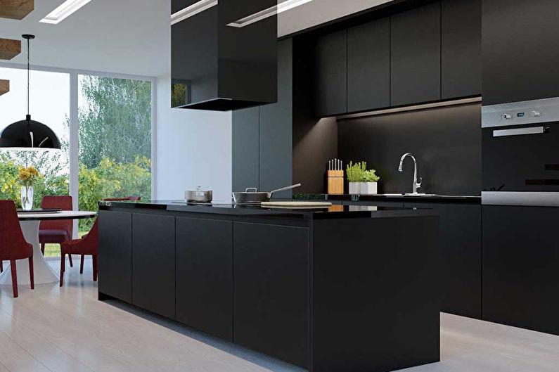Черная кухня 8 кв.м. - дизайн интерьера
